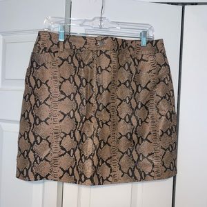 Worn Once - 100% leather snake print skirt